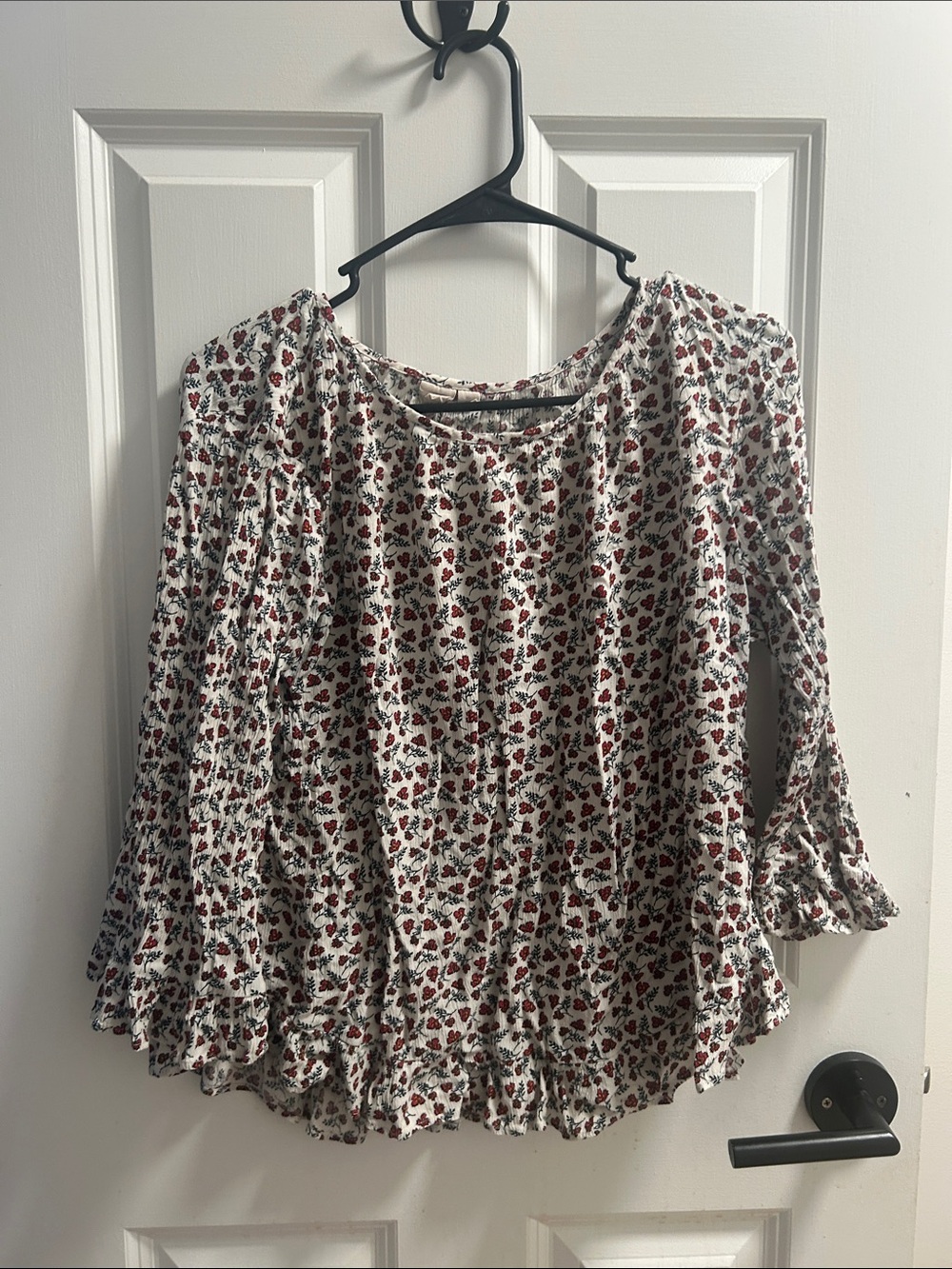 GAP Cream Blouse with Red and Black Floral Print